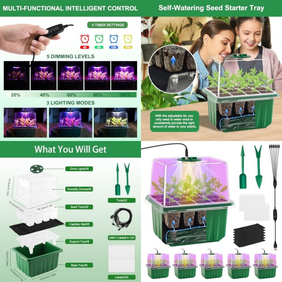 صينية بذور مع إضاءة، 6 قطع، طق - مراجعة Seed Starter Tray وسعره
