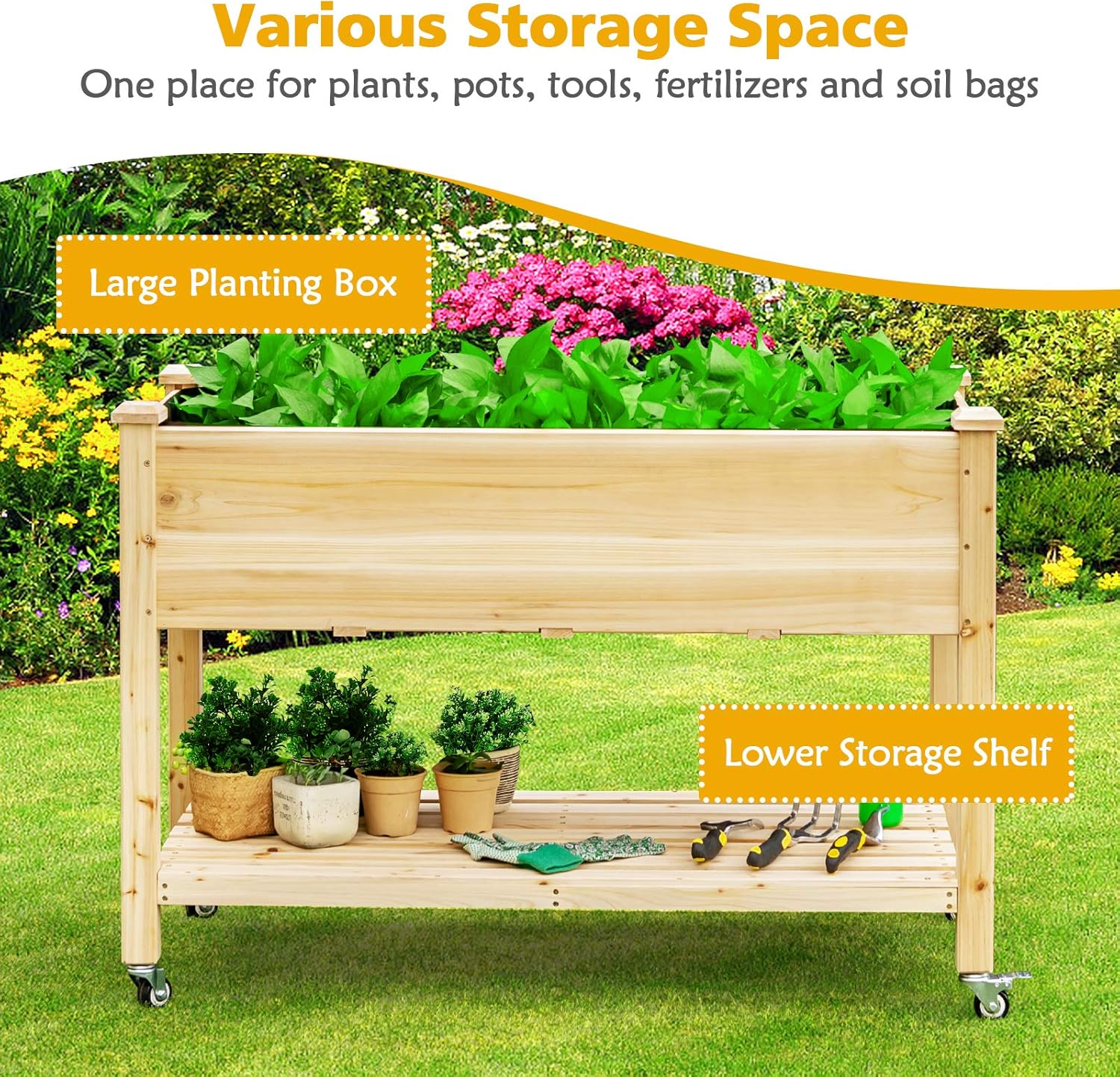 حوض زراعة خشبي مرتفع على عجلات - مراجعة Raised Garden Bed وسعره