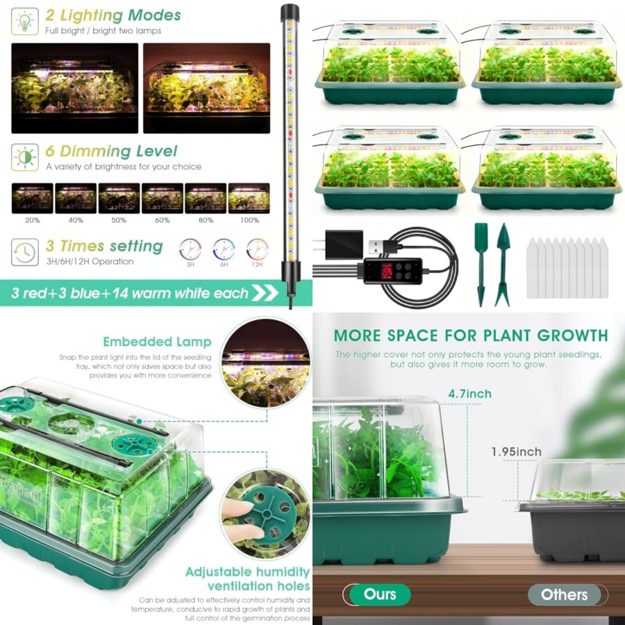 صينية بذور مع إضاءة نمو، طقم ب - مراجعة Seed Starter Tray وسعره